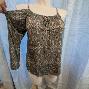 Veronica M Green Geometric Blouse - Size L